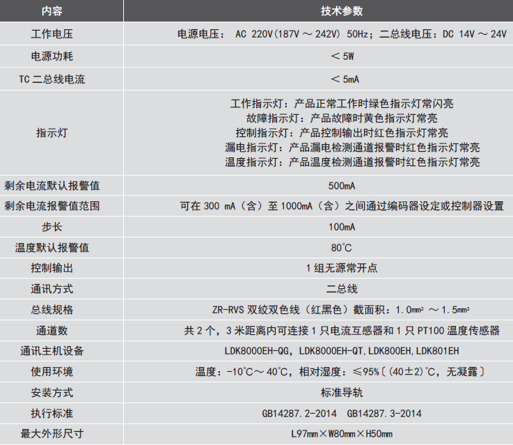 LDT9007EH組合式<a href=http://m.cqymw.cn/dianqihuozai/ target=_blank class=infotextkey>電氣火災(zāi)監(jiān)控</a>探測器參數(shù)
