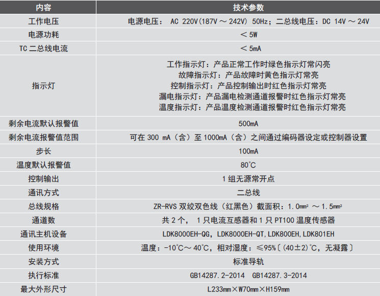 LDT9104EH組合式<a href=http://m.cqymw.cn/dianqihuozai/ target=_blank class=infotextkey>電氣火災(zāi)監(jiān)控</a>探測器參數(shù)