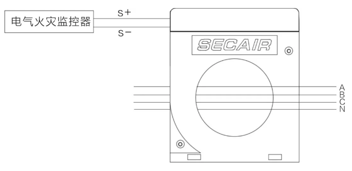 J-SCM41(160)剩余電流式<a href=http://m.cqymw.cn/dianqihuozai/ target=_blank class=infotextkey>電氣火災(zāi)監(jiān)控</a>探測(cè)器接線圖