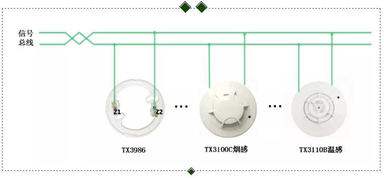 TX3100C點(diǎn)型光電感煙火災(zāi)探測器、TX3110B點(diǎn)型光電感溫火災(zāi)探測器接線圖